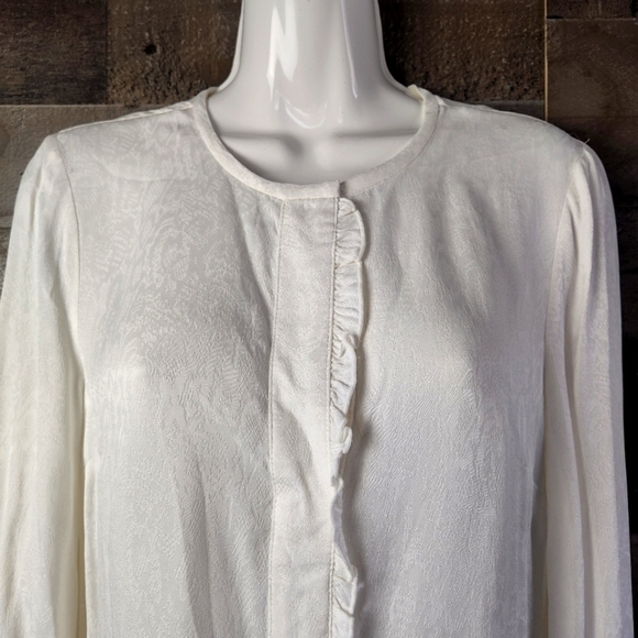 New 10 Crosby Derek Lam Bone Snake Satin TF92726SN Button-down Top - Picture 7 of 12